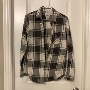 White & Gray Plaid Button Shirt